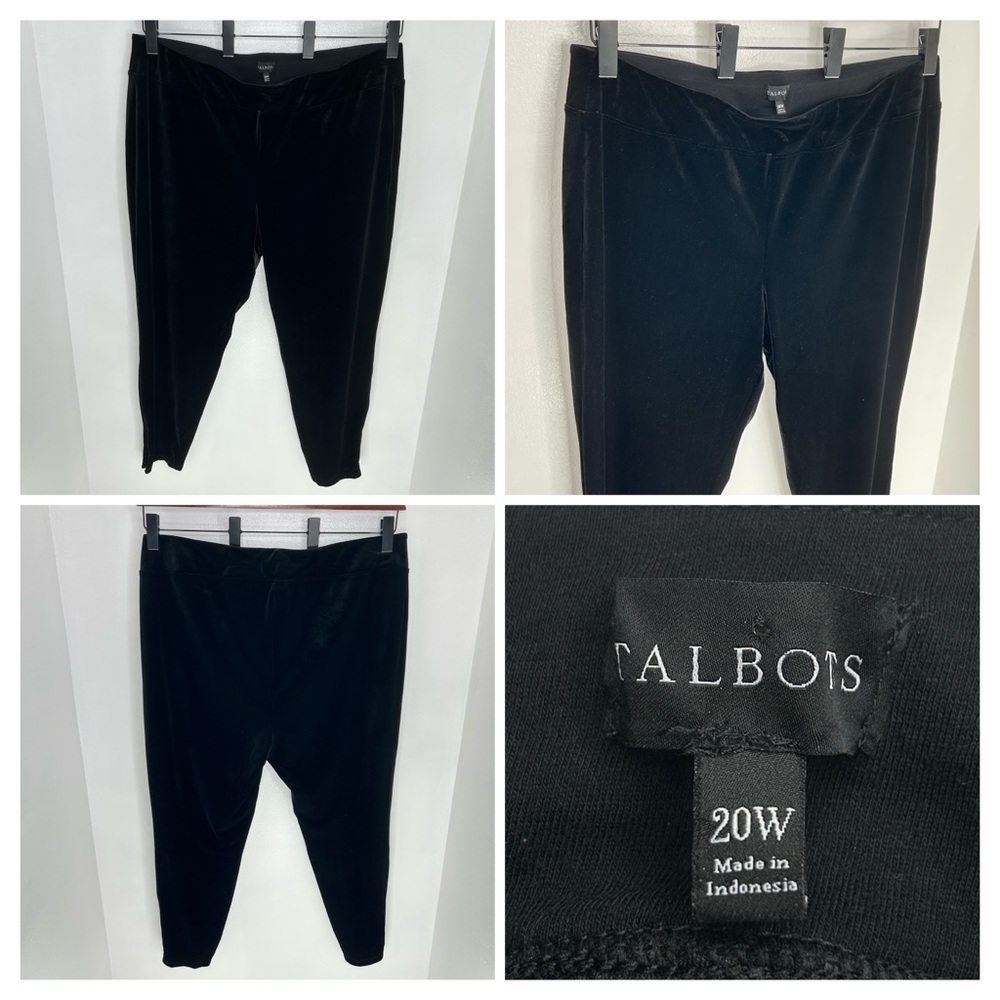 Talbots Black‎ Velvet Velour High Rise Tapered Leg Pants Size 20W Comfy 40x28